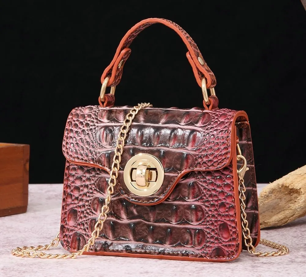 Womens PU Leather Crossbody Shoulder Bags Designer Crocodile Purse Small Totes Satchel Vintage Handbag Evening Clutch