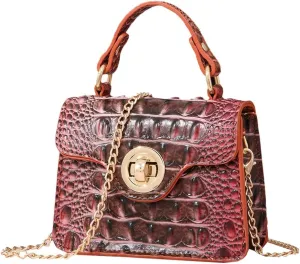 Womens PU Leather Crossbody Shoulder Bags Designer Crocodile Purse Small Totes Satchel Vintage Handbag Evening Clutch