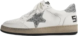 Women's Retro Star Leather Sneakers Low-Top Casual Vintage Colorblock Dirty Shoes for Girls