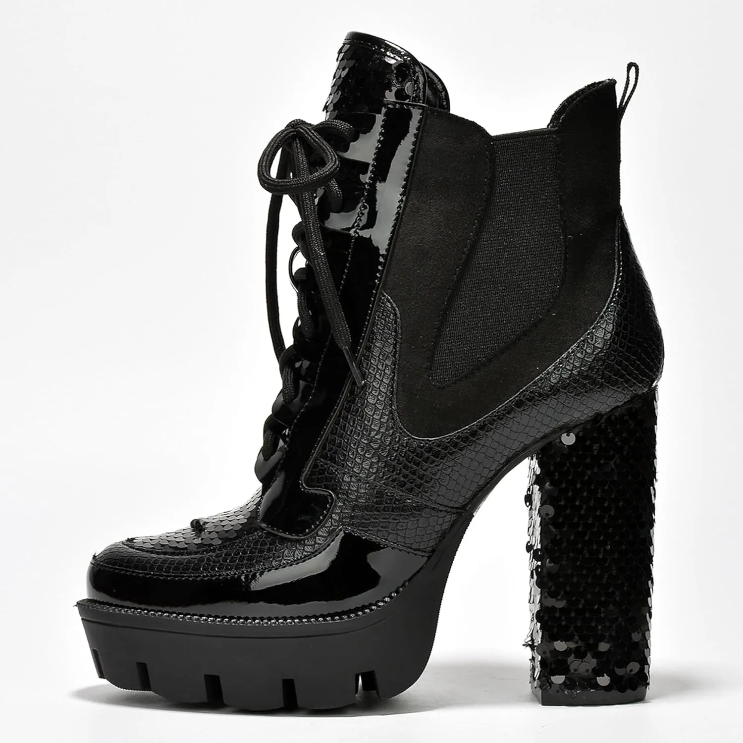 Women's Rhinestone Cowboy Booties - Western Ankle Boots with Pointed Toe, Block Heel & Lace-Up Design for Casual Dress or Party | Stylish Comfortable Short Booties (Nell)