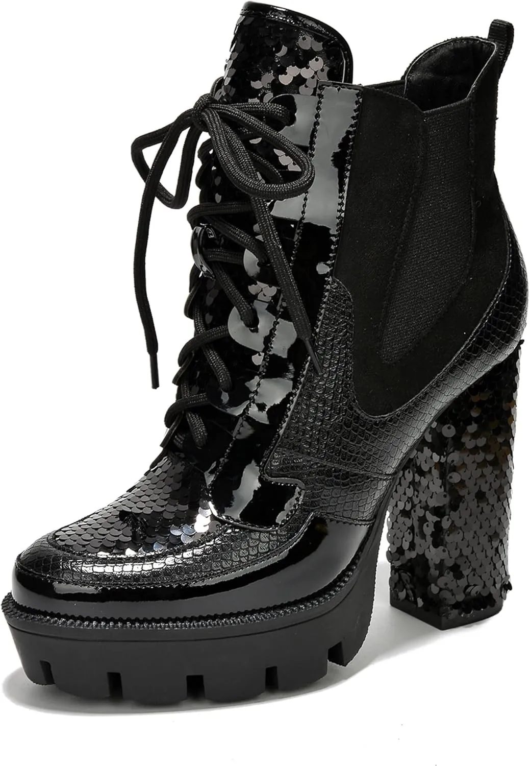 Women's Rhinestone Cowboy Booties - Western Ankle Boots with Pointed Toe, Block Heel & Lace-Up Design for Casual Dress or Party | Stylish Comfortable Short Booties (Nell)
