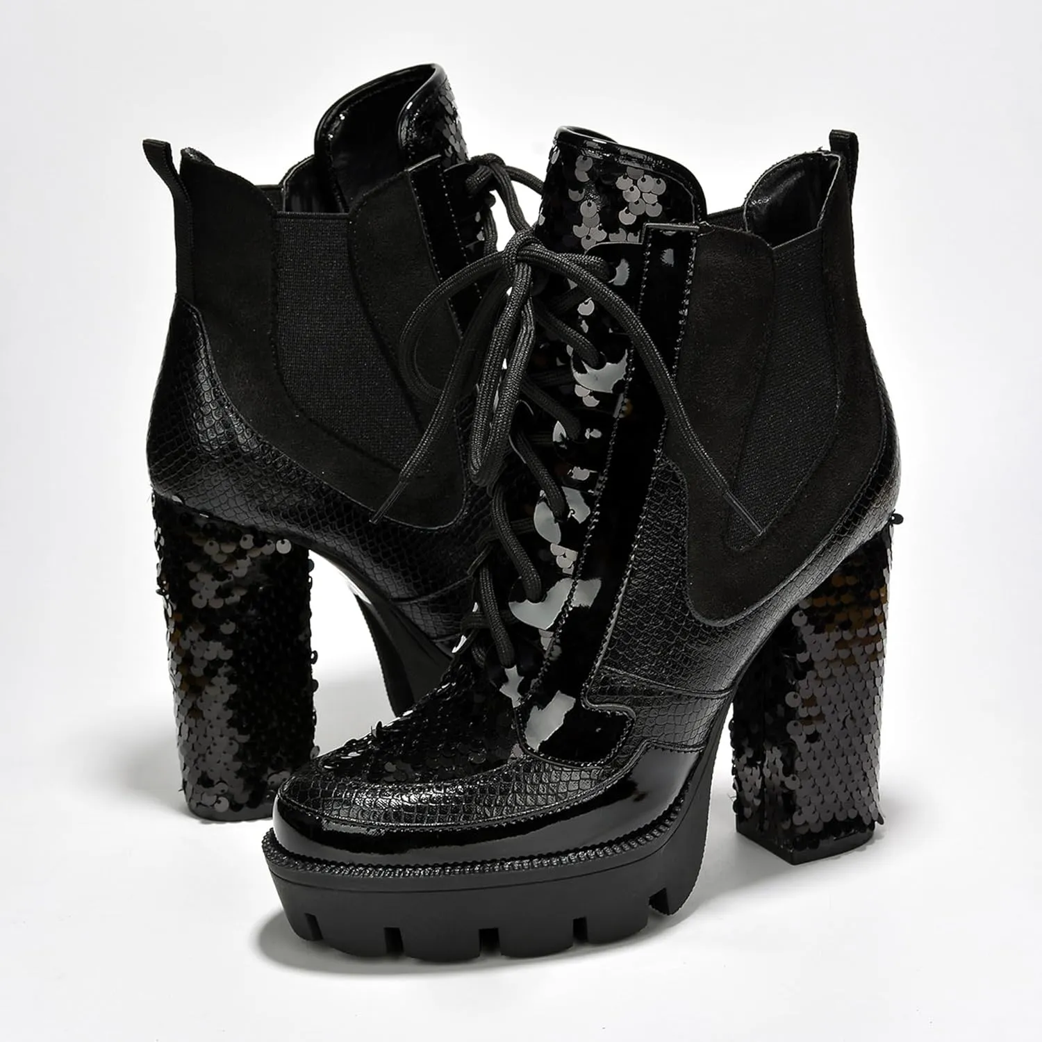 Women's Rhinestone Cowboy Booties - Western Ankle Boots with Pointed Toe, Block Heel & Lace-Up Design for Casual Dress or Party | Stylish Comfortable Short Booties (Nell)