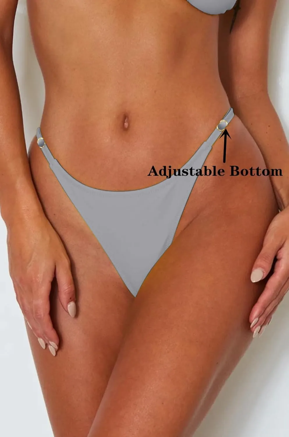 Women's Sexy Thong Bottom Two Piece Bikini Double Shoulder Straps Cute Swimsuit Triangle Bathing Suit