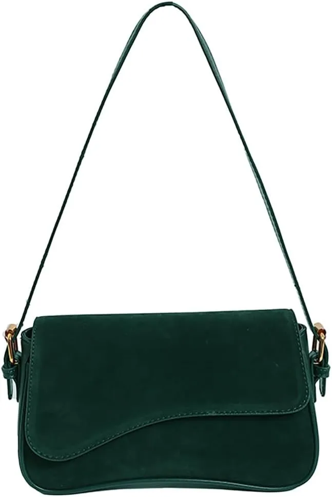 Women's Shoulder Bag Suede Handbag Underarm Purse Tote Bag Brown Suede Purse Y2K Crossbody Bag with 2 Removable Straps