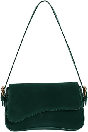 Women's Shoulder Bag Suede Handbag Underarm Purse Tote Bag Brown Suede Purse Y2K Crossbody Bag with 2 Removable Straps