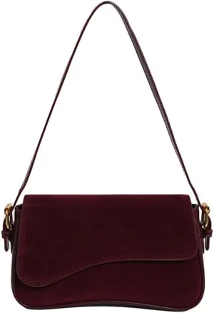 Women's Shoulder Bag Suede Handbag Underarm Purse Tote Bag Brown Suede Purse Y2K Crossbody Bag with 2 Removable Straps