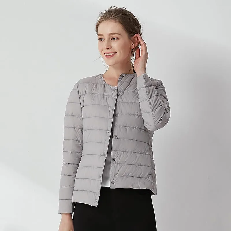 Women's Slim Fit Portable Down Jackets 90% Duck Down Crewneck Lightweight Down Jackets
