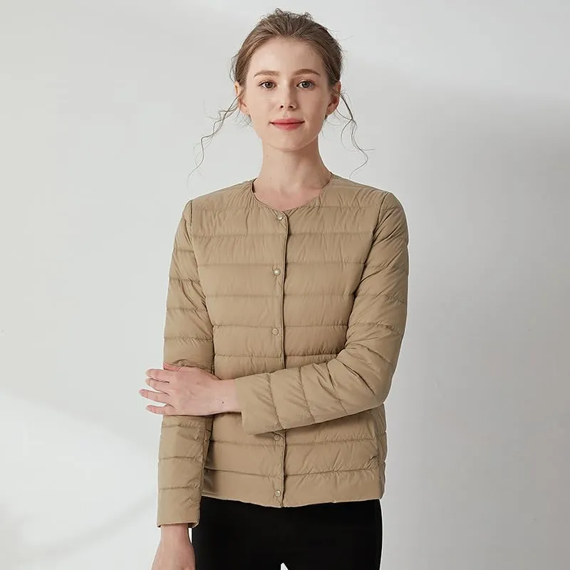 Women's Slim Fit Portable Down Jackets 90% Duck Down Crewneck Lightweight Down Jackets