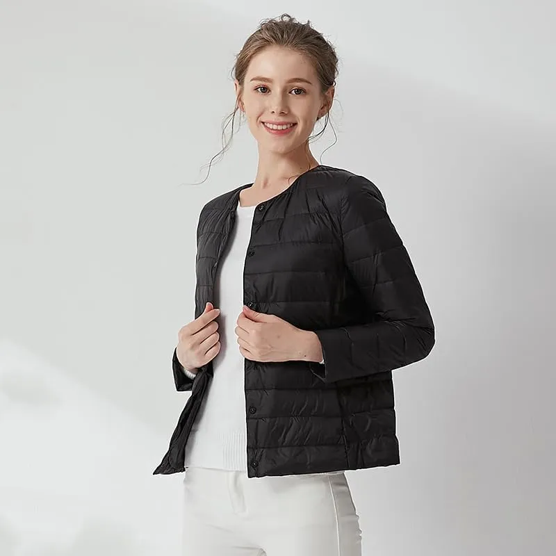 Women's Slim Fit Portable Down Jackets 90% Duck Down Crewneck Lightweight Down Jackets