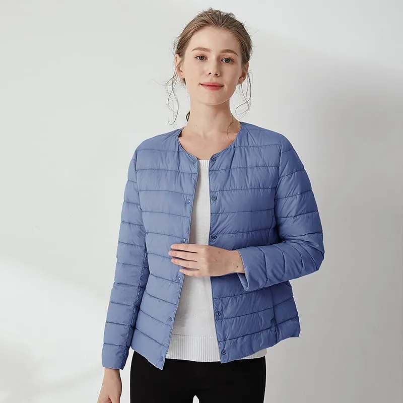 Women's Slim Fit Portable Down Jackets 90% Duck Down Crewneck Lightweight Down Jackets