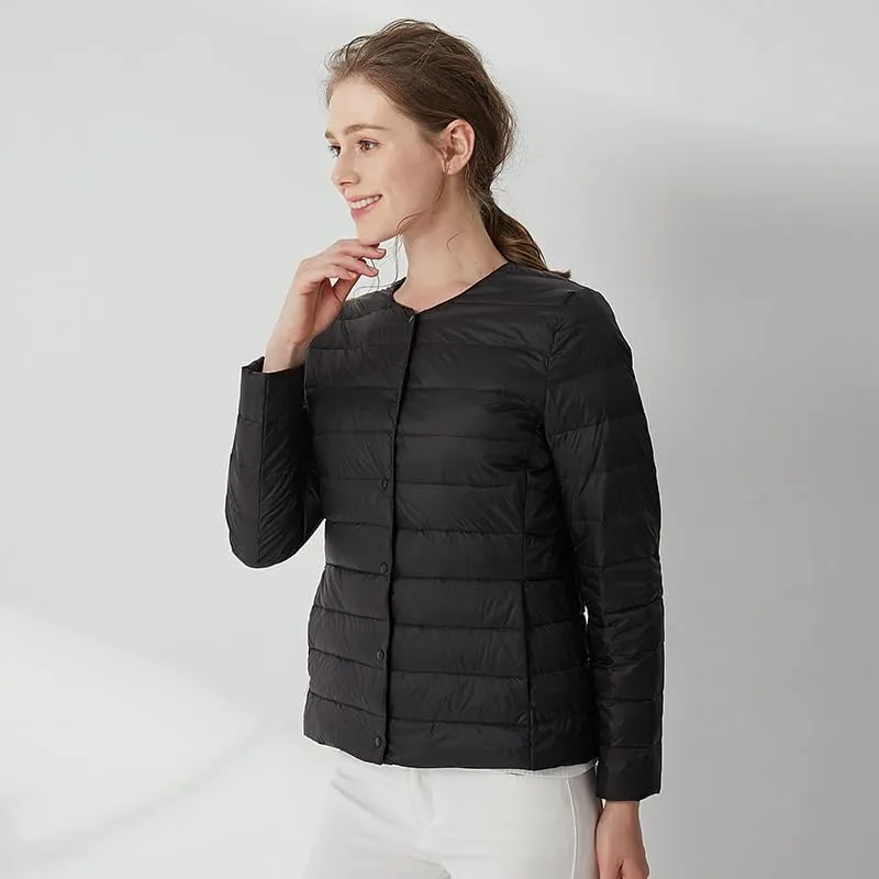 Women's Slim Fit Portable Down Jackets 90% Duck Down Crewneck Lightweight Down Jackets