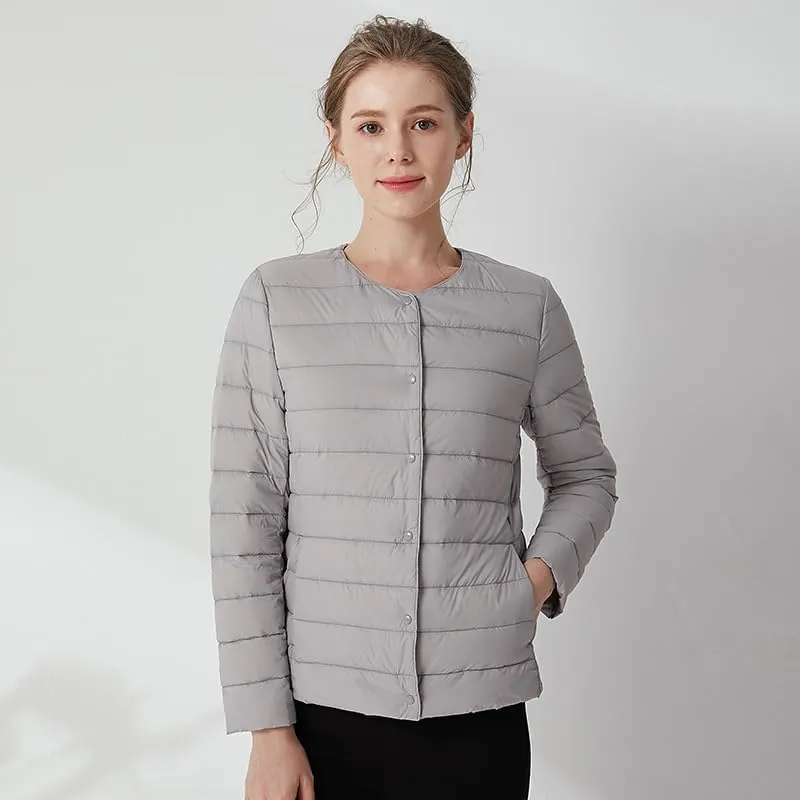 Women's Slim Fit Portable Down Jackets 90% Duck Down Crewneck Lightweight Down Jackets