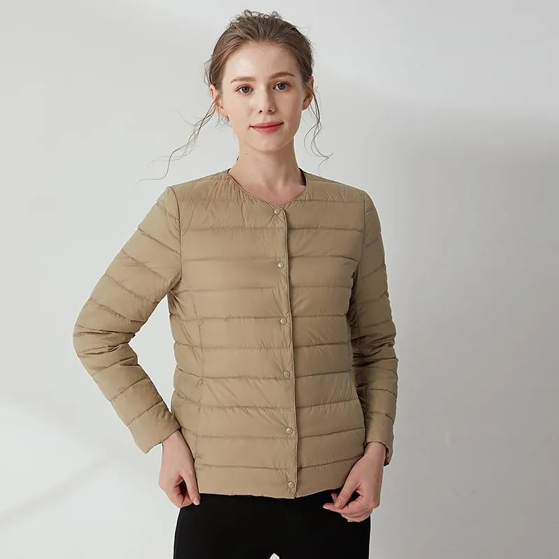 Women's Slim Fit Portable Down Jackets 90% Duck Down Crewneck Lightweight Down Jackets