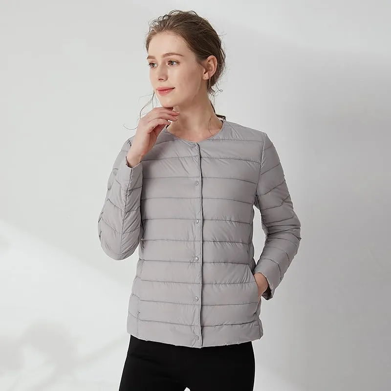 Women's Slim Fit Portable Down Jackets 90% Duck Down Crewneck Lightweight Down Jackets