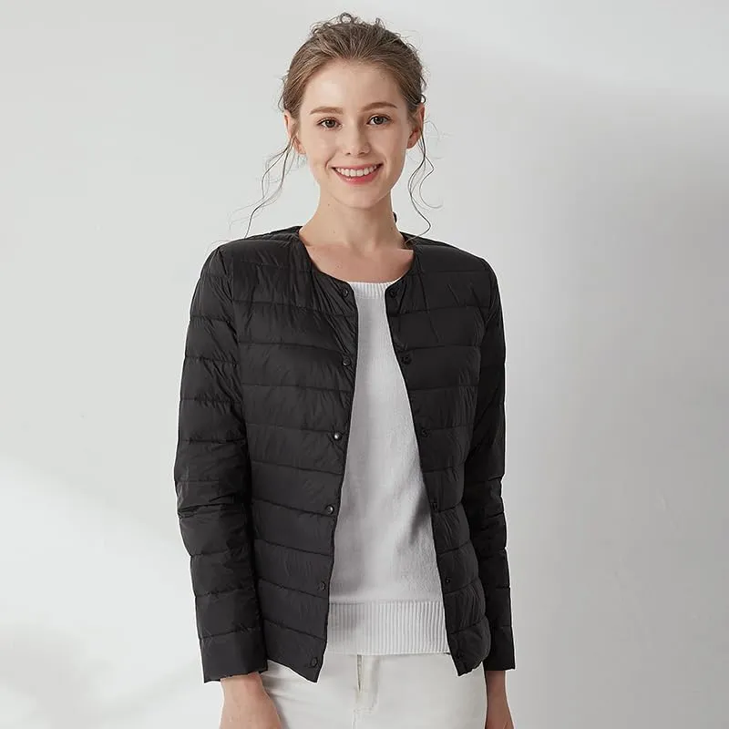 Women's Slim Fit Portable Down Jackets 90% Duck Down Crewneck Lightweight Down Jackets
