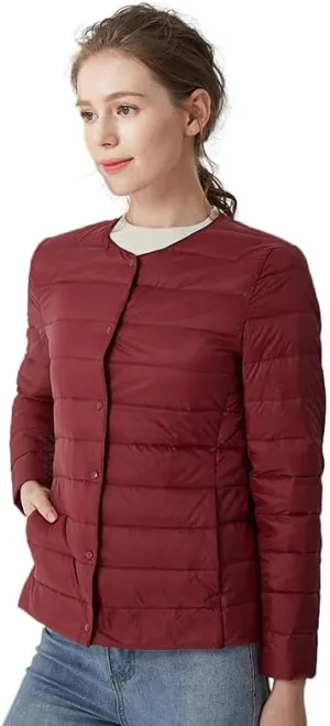 Women's Slim Fit Portable Down Jackets 90% Duck Down Crewneck Lightweight Down Jackets