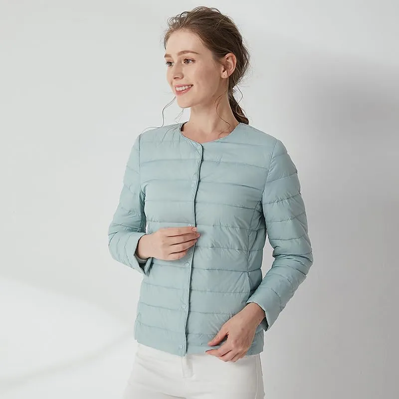 Women's Slim Fit Portable Down Jackets 90% Duck Down Crewneck Lightweight Down Jackets