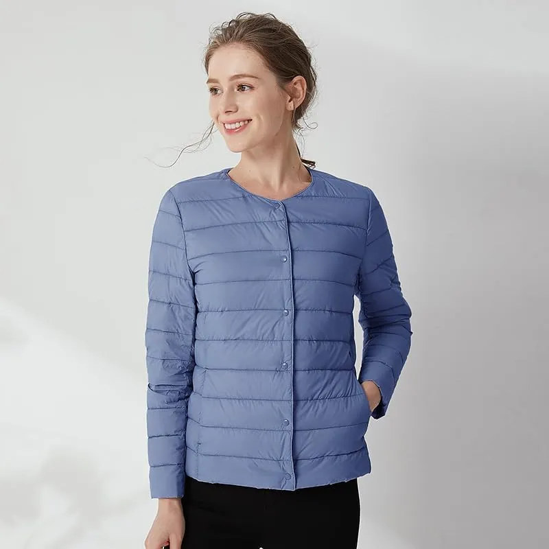Women's Slim Fit Portable Down Jackets 90% Duck Down Crewneck Lightweight Down Jackets