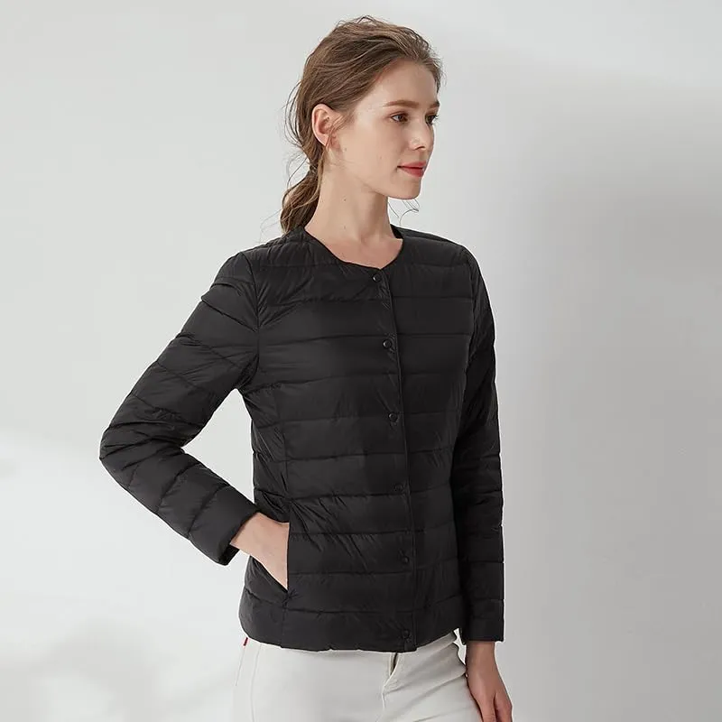 Women's Slim Fit Portable Down Jackets 90% Duck Down Crewneck Lightweight Down Jackets