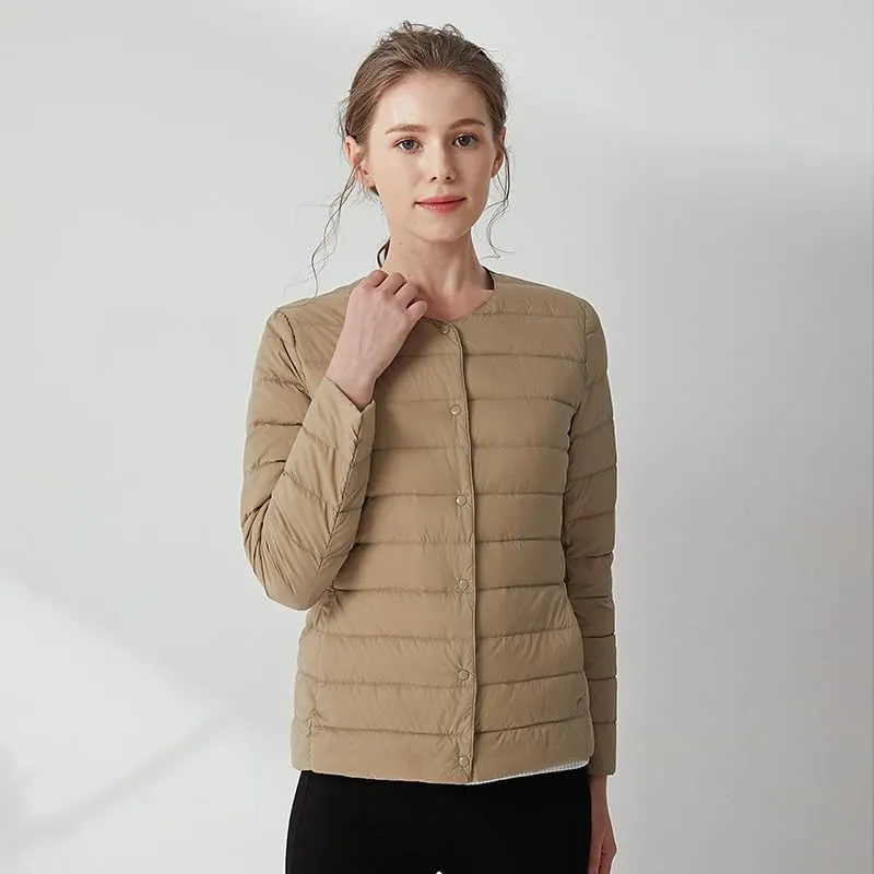 Women's Slim Fit Portable Down Jackets 90% Duck Down Crewneck Lightweight Down Jackets