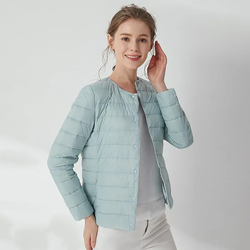 Women's Slim Fit Portable Down Jackets 90% Duck Down Crewneck Lightweight Down Jackets