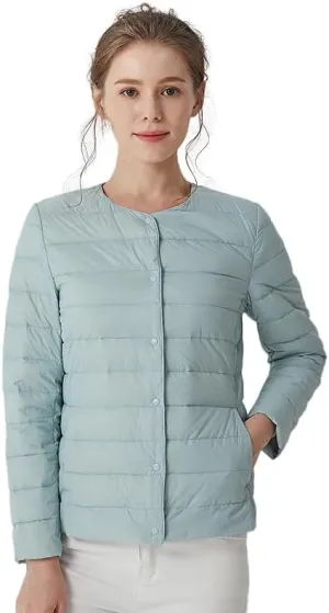 Women's Slim Fit Portable Down Jackets 90% Duck Down Crewneck Lightweight Down Jackets