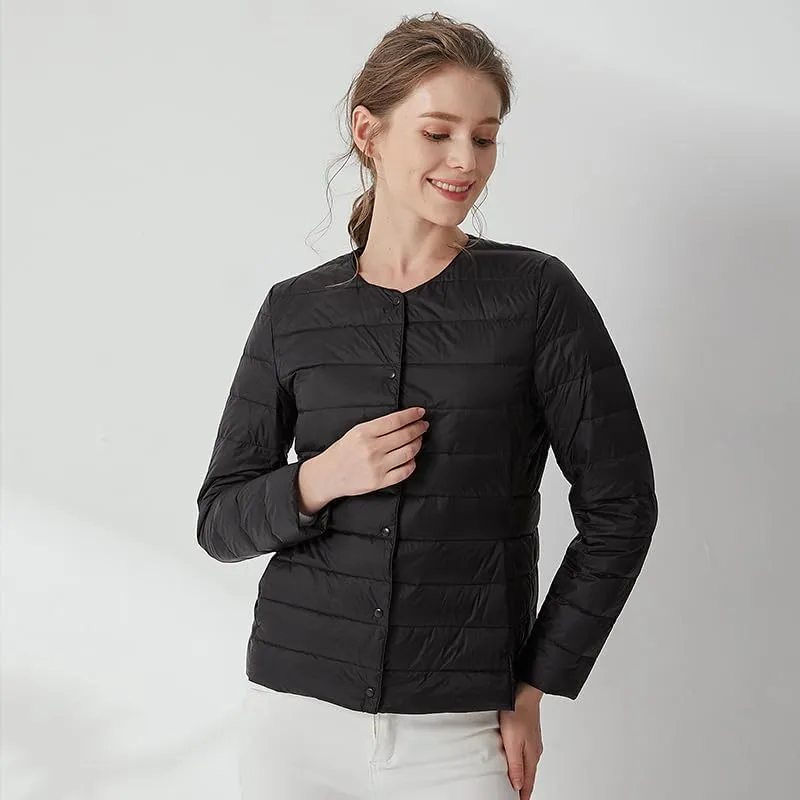 Women's Slim Fit Portable Down Jackets 90% Duck Down Crewneck Lightweight Down Jackets
