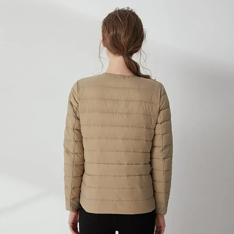 Women's Slim Fit Portable Down Jackets 90% Duck Down Crewneck Lightweight Down Jackets