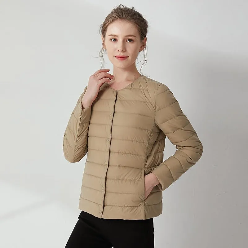 Women's Slim Fit Portable Down Jackets 90% Duck Down Crewneck Lightweight Down Jackets