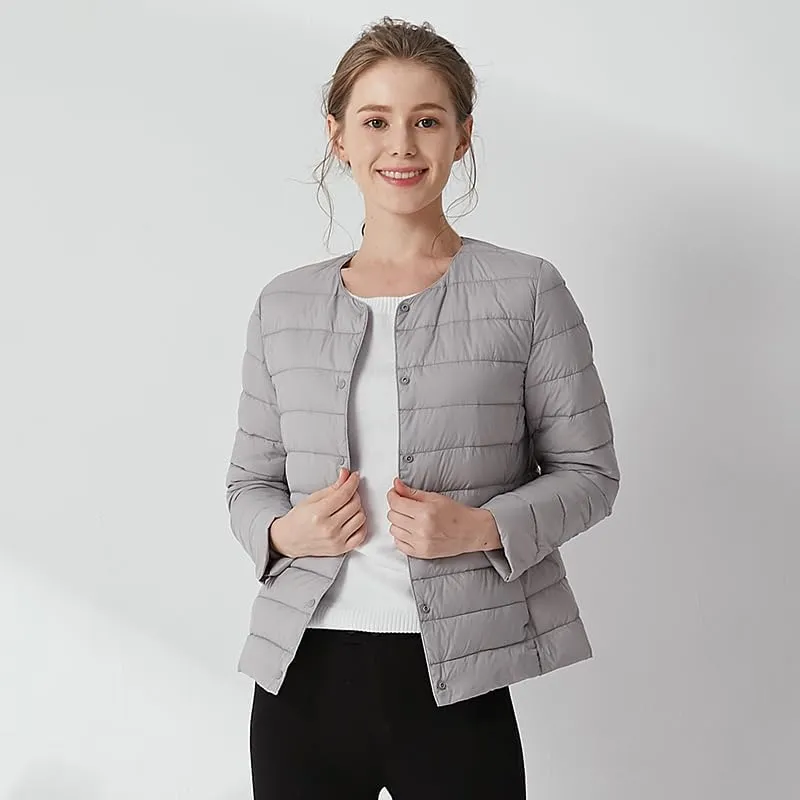 Women's Slim Fit Portable Down Jackets 90% Duck Down Crewneck Lightweight Down Jackets