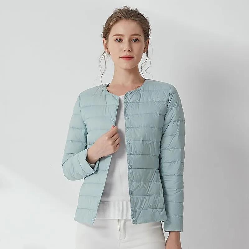 Women's Slim Fit Portable Down Jackets 90% Duck Down Crewneck Lightweight Down Jackets