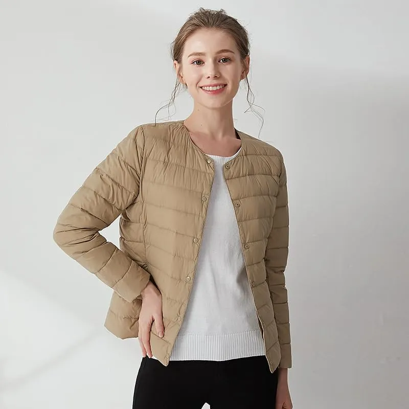 Women's Slim Fit Portable Down Jackets 90% Duck Down Crewneck Lightweight Down Jackets