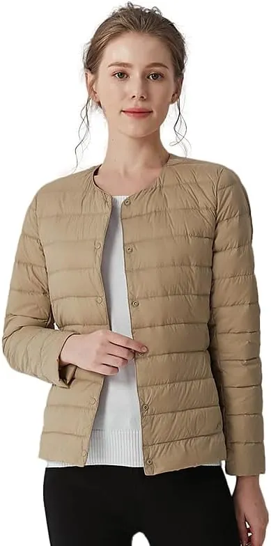 Women's Slim Fit Portable Down Jackets 90% Duck Down Crewneck Lightweight Down Jackets