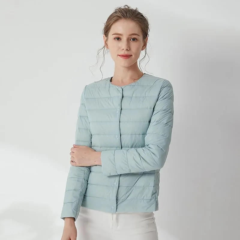 Women's Slim Fit Portable Down Jackets 90% Duck Down Crewneck Lightweight Down Jackets