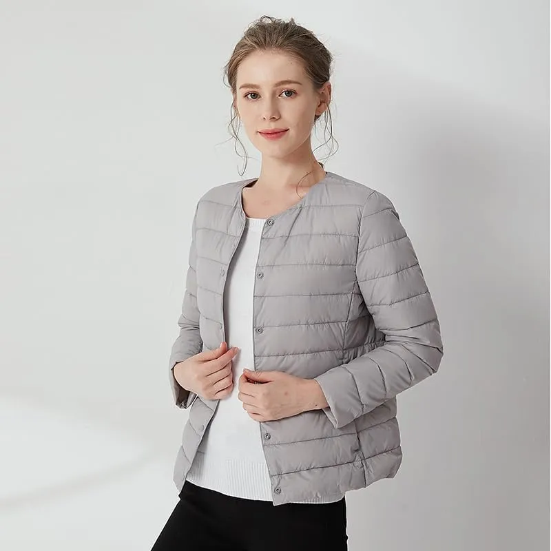 Women's Slim Fit Portable Down Jackets 90% Duck Down Crewneck Lightweight Down Jackets