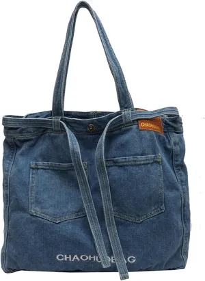 Women's soft denim handbag, single shoulder crossbody tote bag, casual retro crossbody bag, large capacity denim wallet