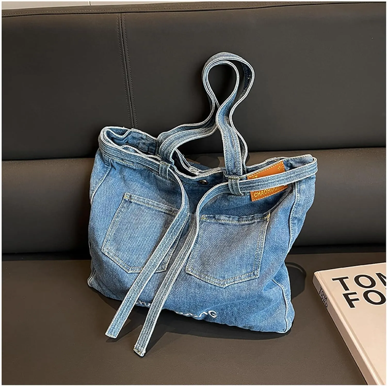 Women's soft denim handbag, single shoulder crossbody tote bag, casual retro crossbody bag, large capacity denim wallet
