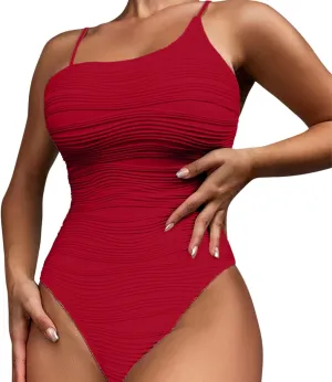 Women's Spaghetti Strap One Piece Swimsuits Tummy Control Swimsuit Slimming Push up High Waist Bathing Suit