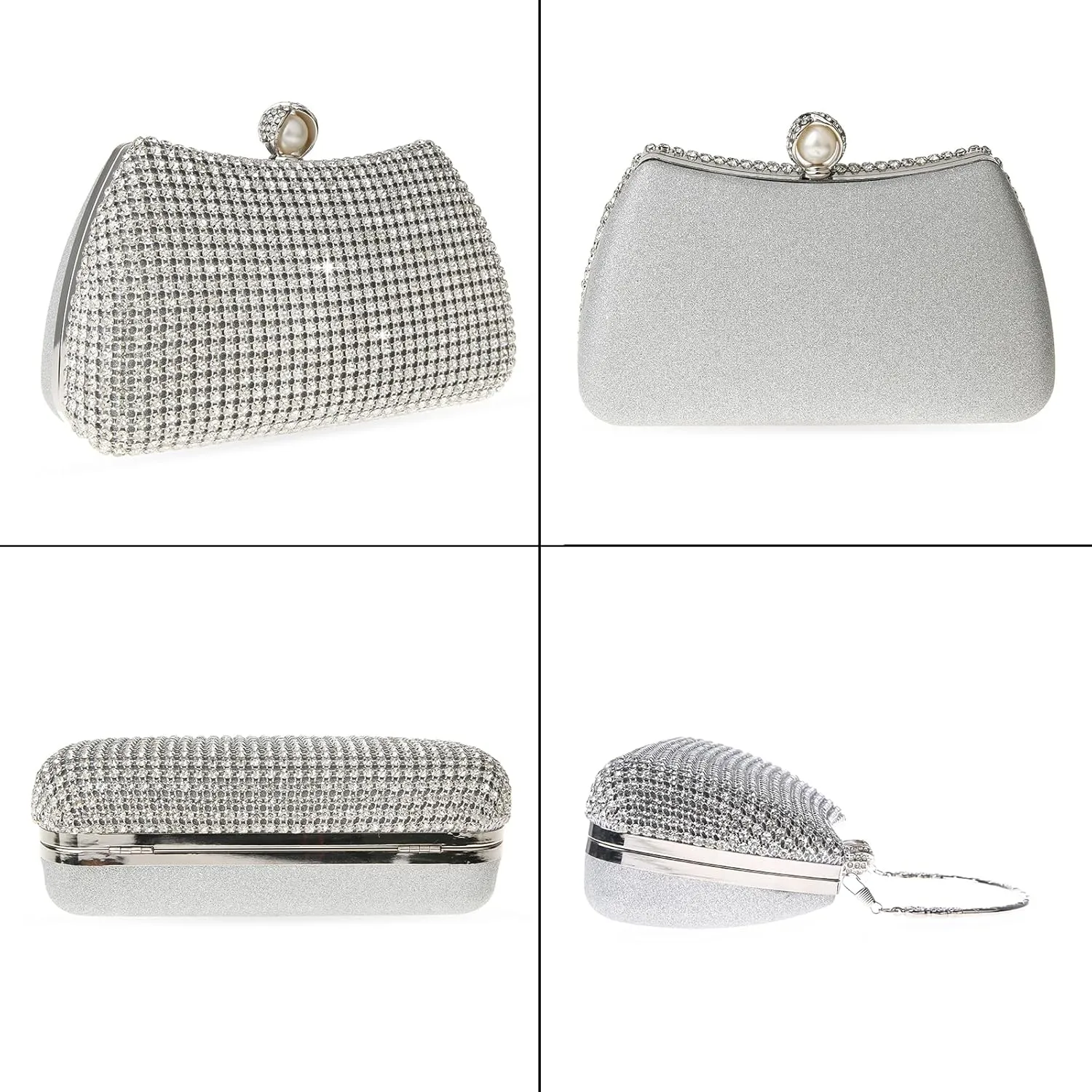 Womens Sparkly Rhinestone Crystal Clutch Glitter Sequin Evening Bag Purse Handbag for Bridal Wedding Party Prom