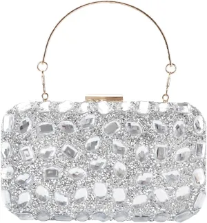 Womens Sparkly Rhinestone Sequin Glitter bag Clutch Evening Handbag Shoulder Bags Purse for Wedding Party Prom