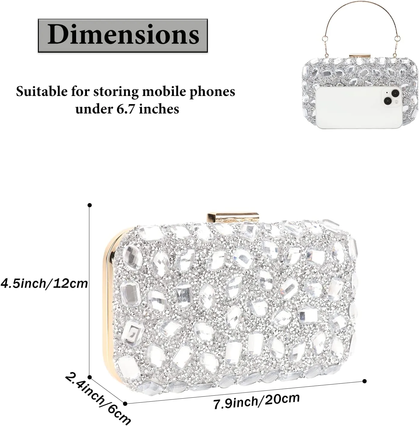 Womens Sparkly Rhinestone Sequin Glitter bag Clutch Evening Handbag Shoulder Bags Purse for Wedding Party Prom