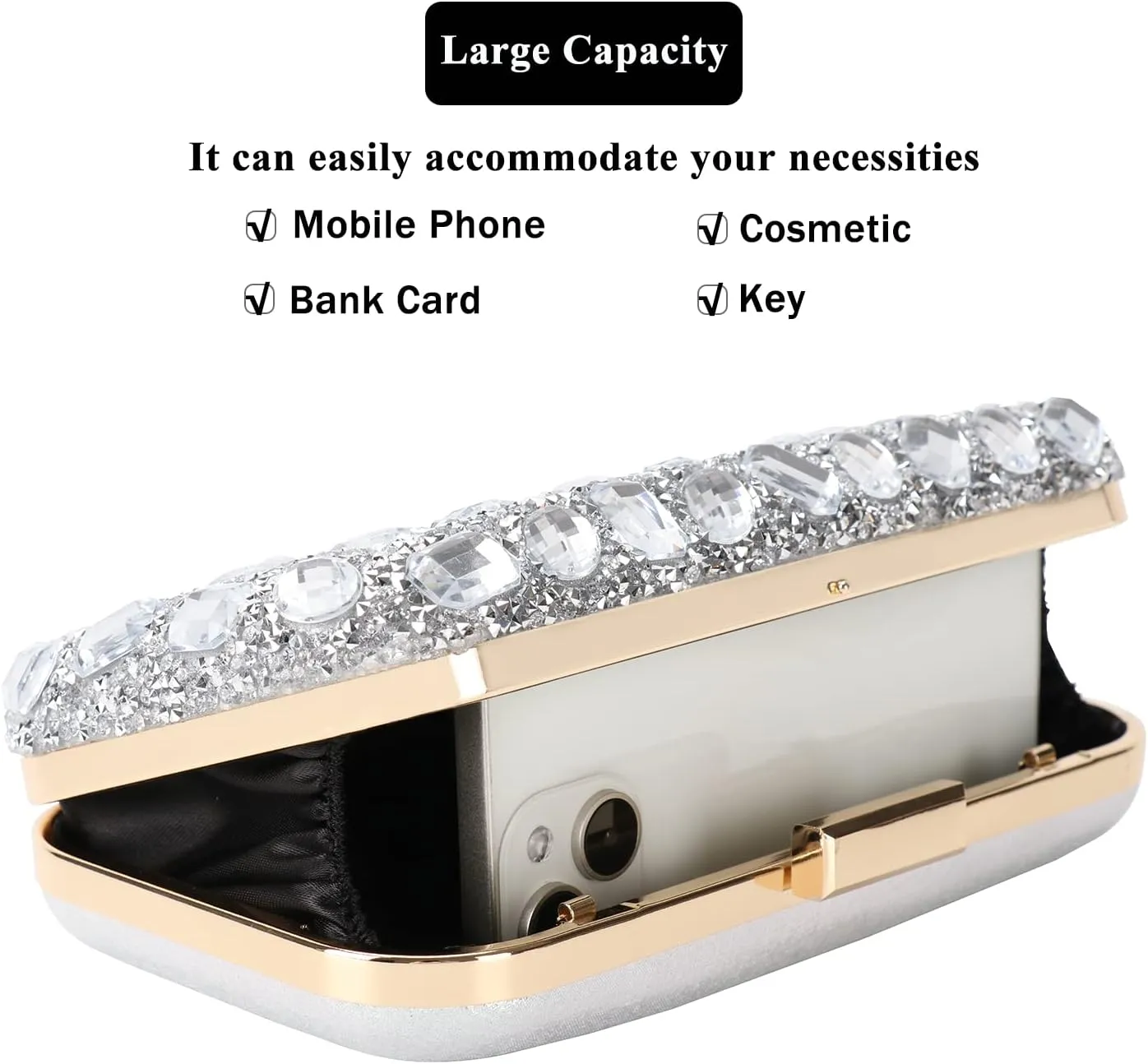 Womens Sparkly Rhinestone Sequin Glitter bag Clutch Evening Handbag Shoulder Bags Purse for Wedding Party Prom