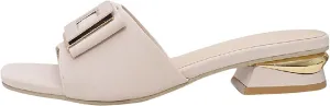 Womens Square Toe Dressy Summer Slide Sandal Flat Low Heel Big Metal Buckle Slip On Party Slippers Casual Summer Shoes