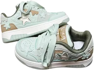 Women's Star Chunky Sneakers Y2k Aesthetic Cute Unique Comfort Casual Walking Creamy Stylish Platform Shoes for Sports