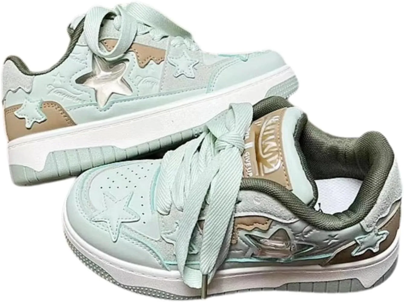 Women's Star Chunky Sneakers Y2k Aesthetic Cute Unique Comfort Casual Walking Creamy Stylish Platform Shoes for Sports