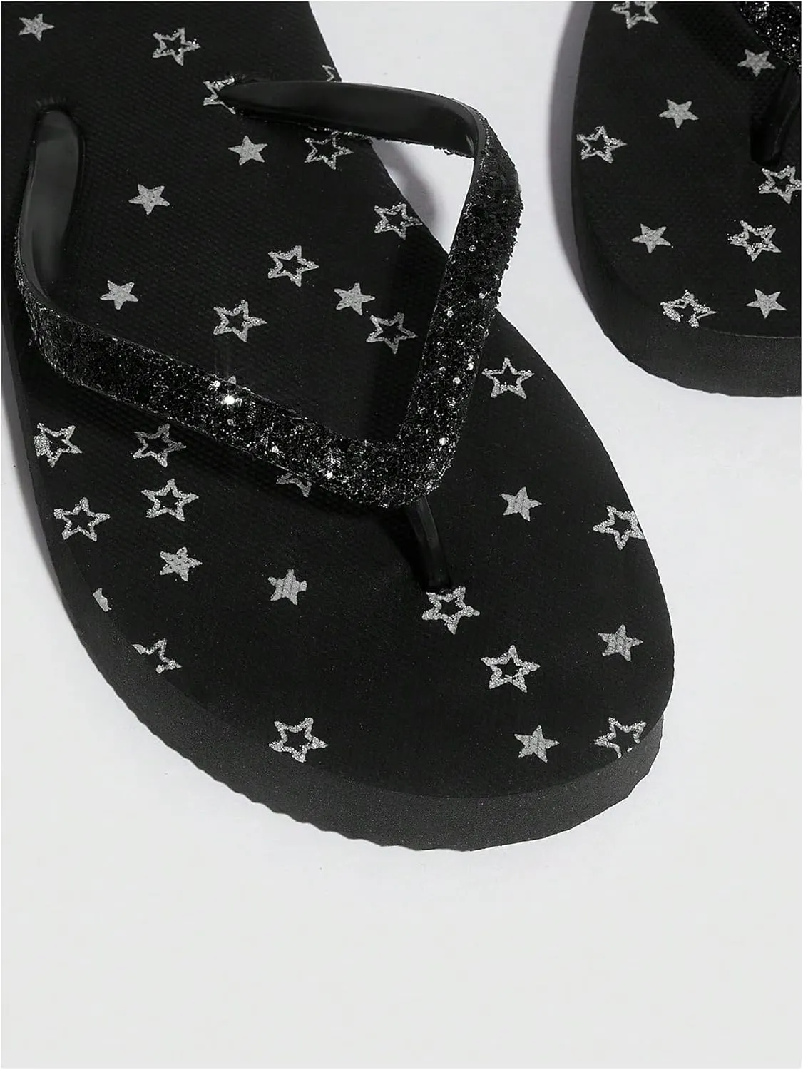 Women's Star Graphic Glitter Flip Flops Holiday Flats Slippers Fashion Summer Thong Sandals