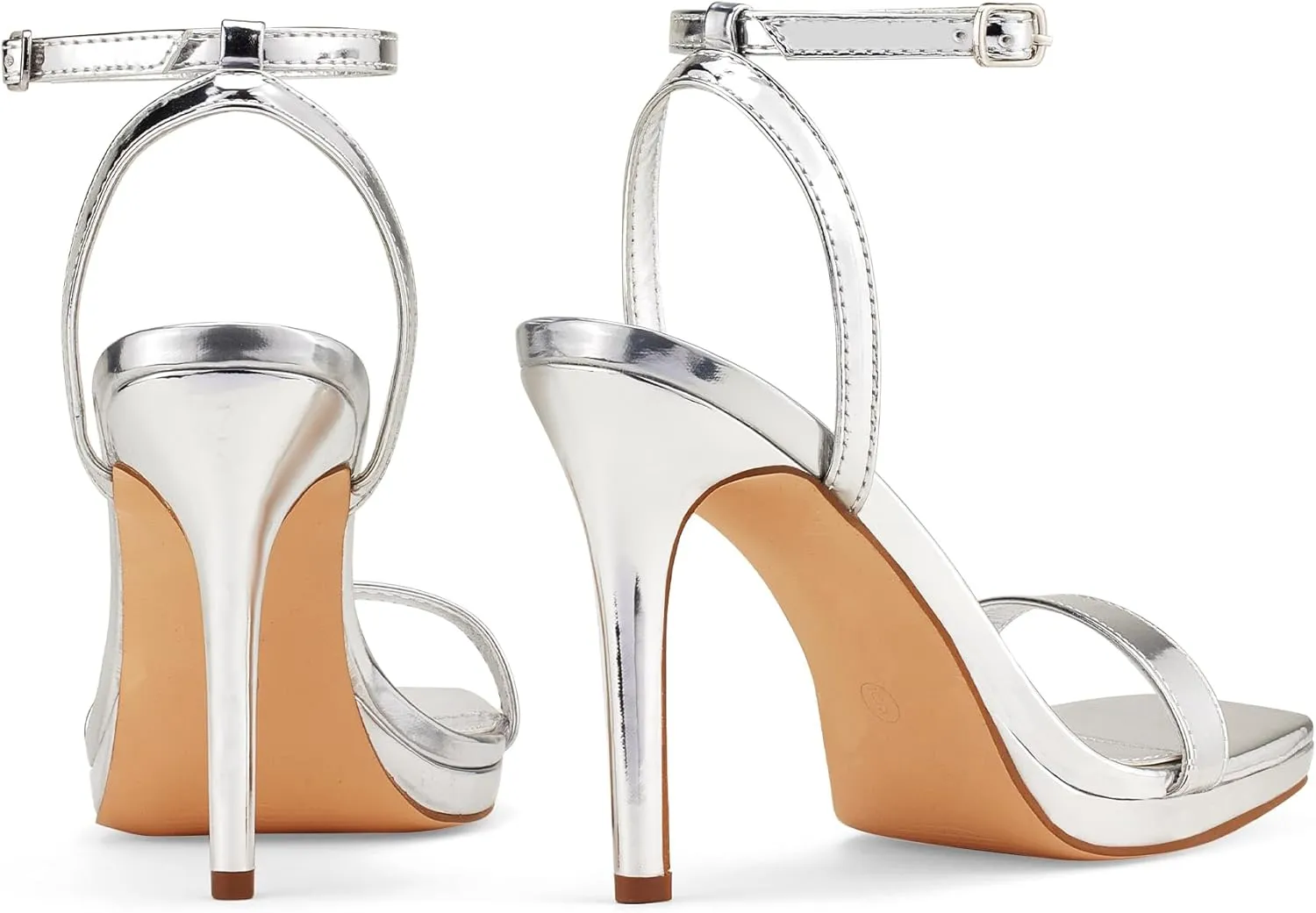 Women’s Stiletto Strappy Heeled Sandals, 4.3 Inch Square Open Toe Sexy High Heels Ankle Strap Buckle Heels for Party Wedding Dress Daily Wear Shoes