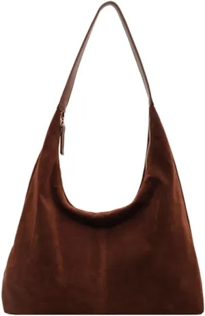 Women’s Trendy Suede Tote Bag Shoulder Bags For Women Fall Underarm Bag Winter Hobo Bag Work Purses Suede Travel Handbag