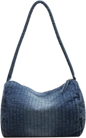 Womens Vintage Shoulder Bags Washed Denim Tote Bag Large Handbags Top Handle Purse Casual Soft Messenger Bag
