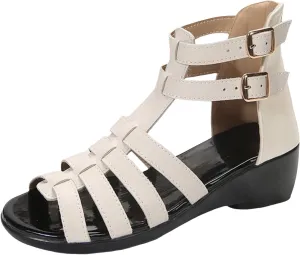 Womens Wedge Sandals Leather Women Slippers & Sandals Summer Flat For Women Soft Soled Color for